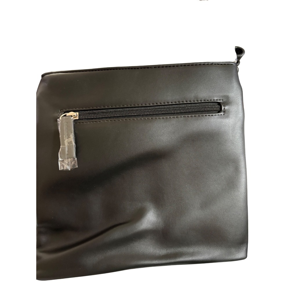 Brentano Black Faux Leather Scalloped Crossbody Bag CJ170901 NWT - Picture 4 of 4